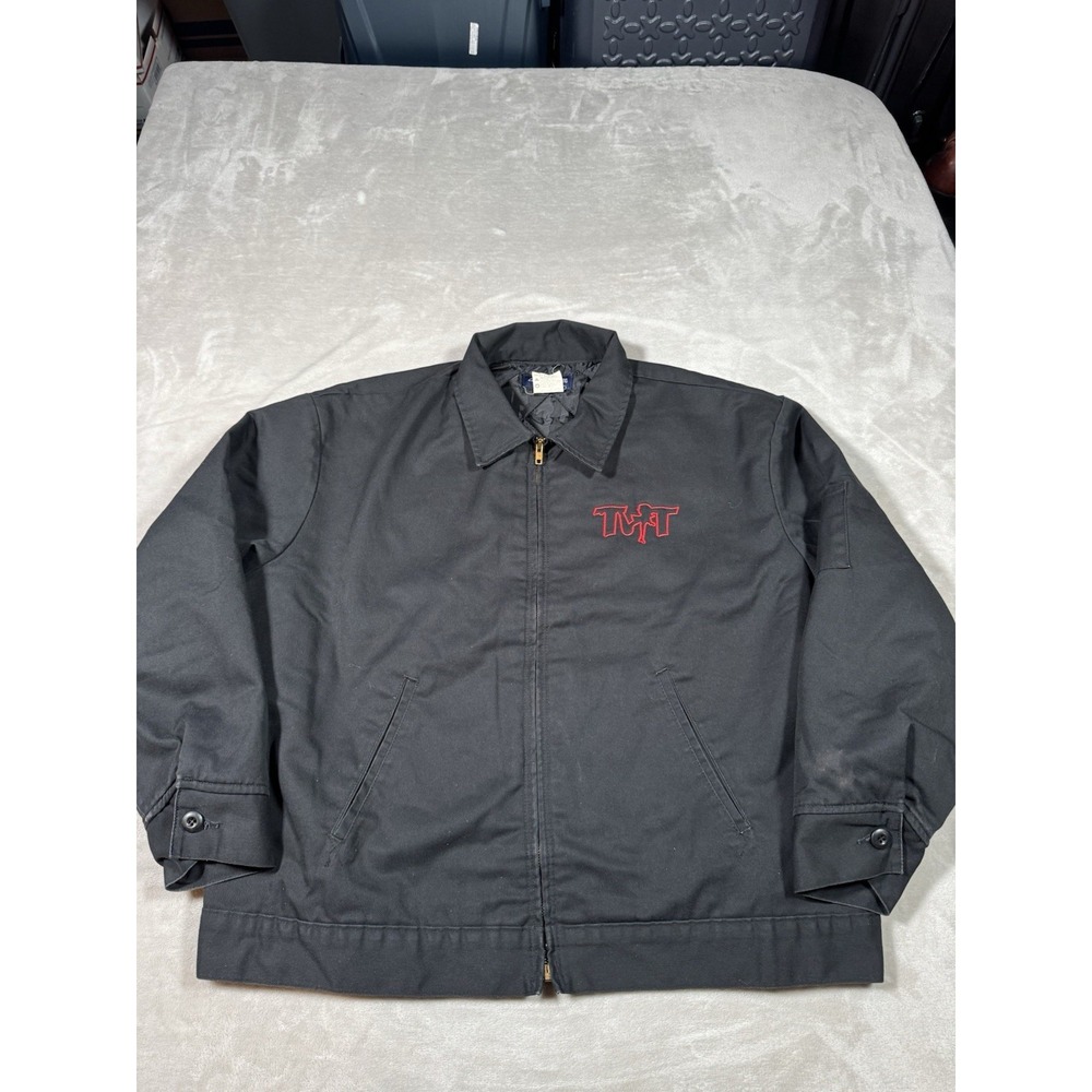 Vintage Dickies Eisenhower Jacket Size XXL Black Quilted Strip Club Patched